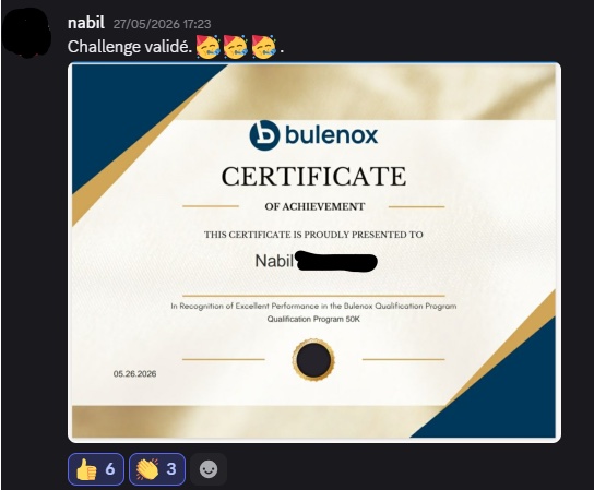 Validation de compte Bulenox 50K par un élève PLP Concepts
