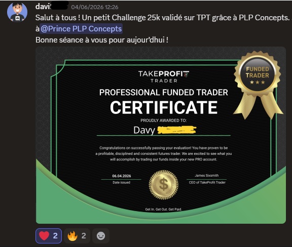 Compte Take Profit Trader validé avec la méthode PLP