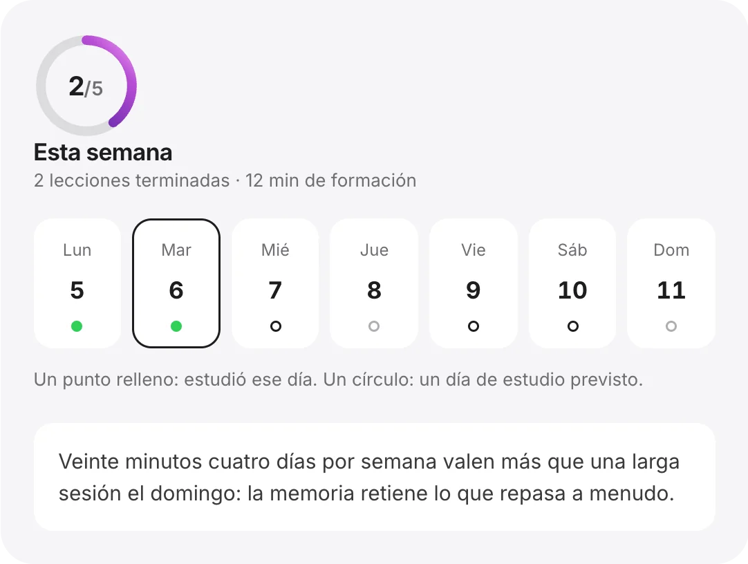 La semana de estudio: los días previstos y los días cumplidos